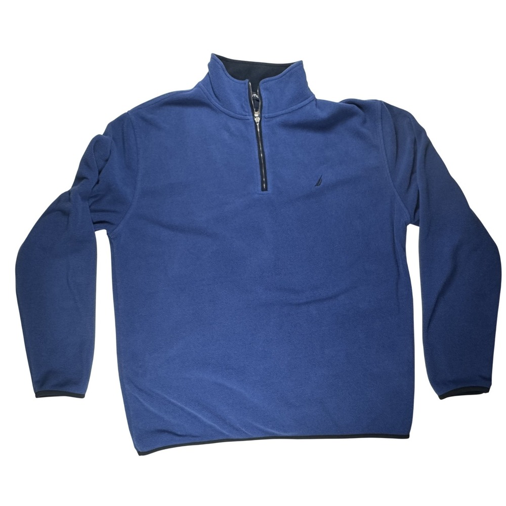 Nautica Pullover Sweater Mens Large Blue Fleece‎ Half Zip Warm Casual Outdoors